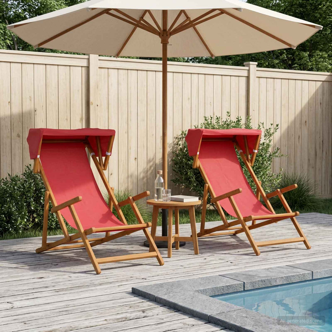 Havestol 2 pcs 3 position Massiv Eucalyptus Træ Rød
