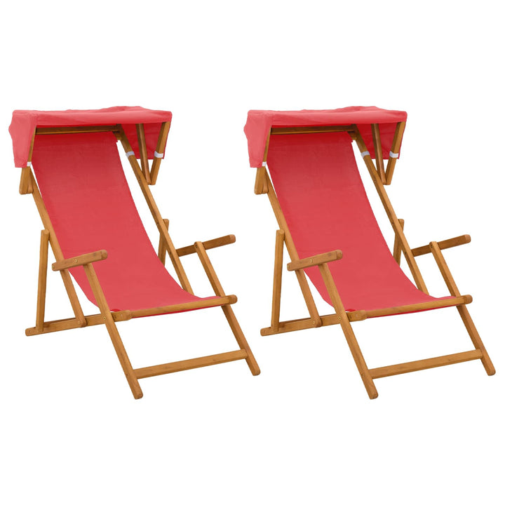 Havestol 2 pcs 3 position Massiv Eucalyptus Træ Rød