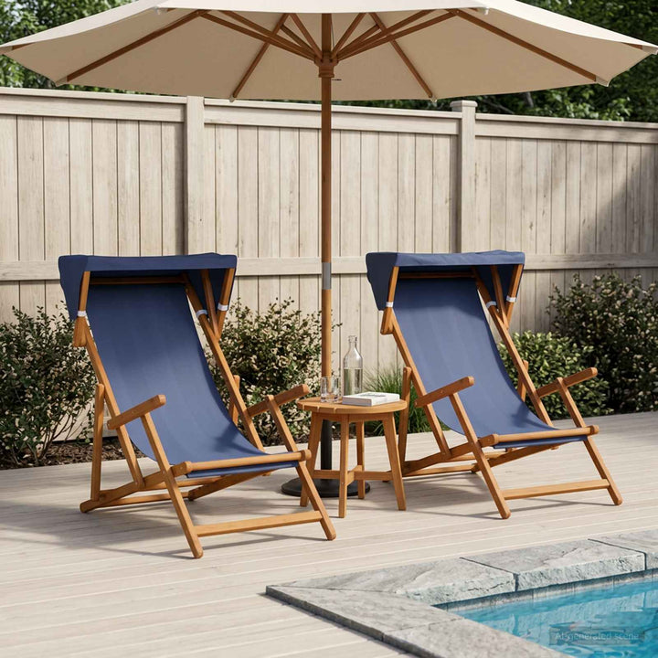 Havestol 2 pcs 3 position Massiv Eucalyptus Træ Blå
