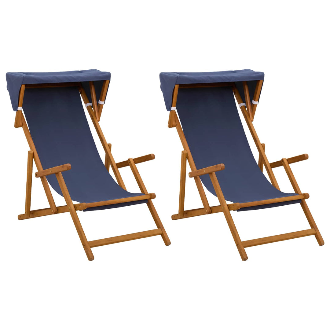 Havestol 2 pcs 3 position Massiv Eucalyptus Træ Blå