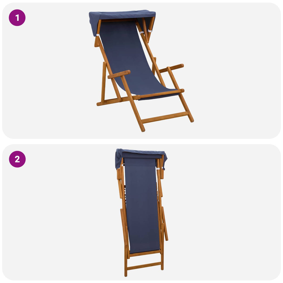 Havestol 2 pcs 3 position Massiv Eucalyptus Træ Blå