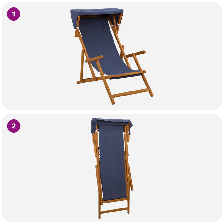 Havestol 2 pcs 3 position Massiv Eucalyptus Træ Blå