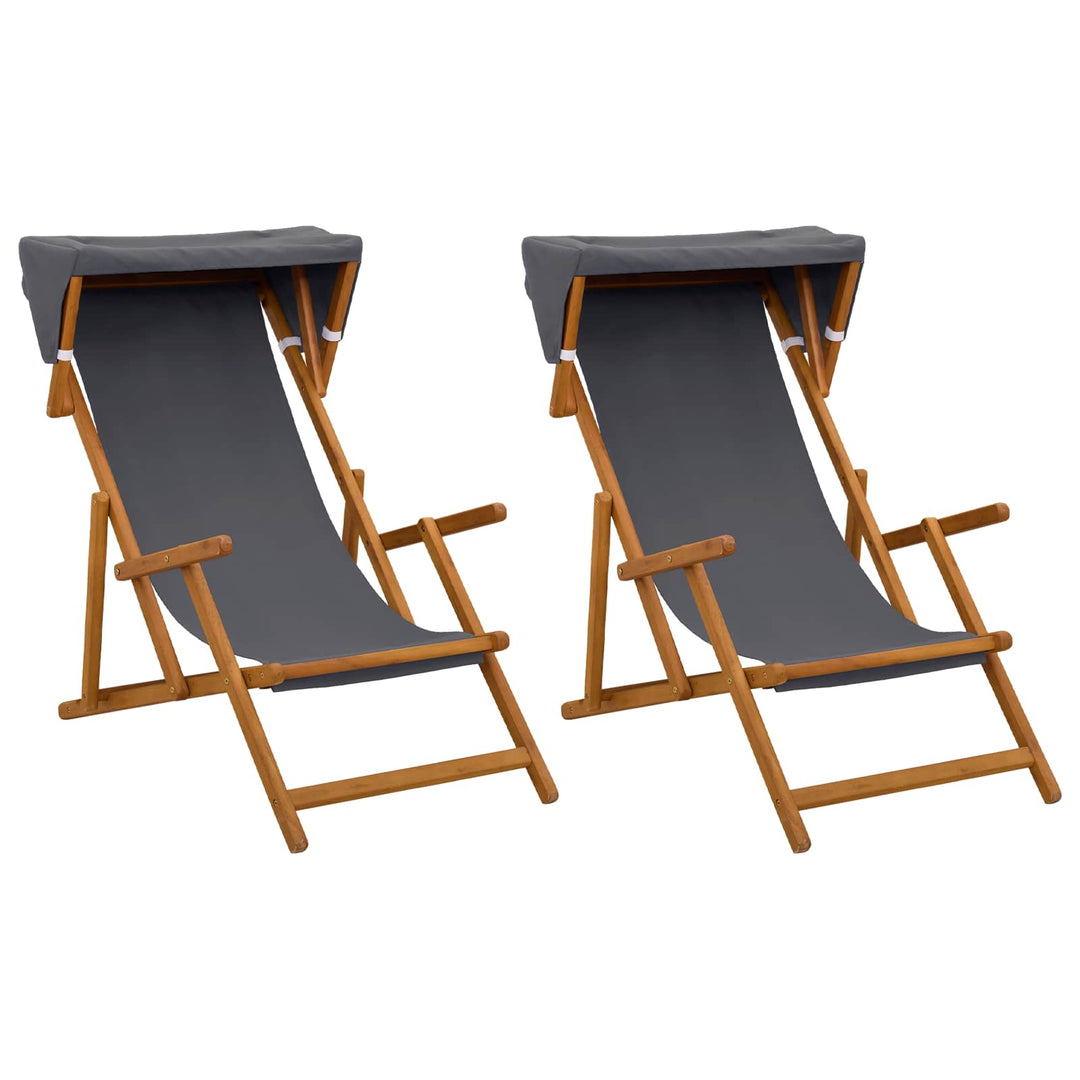 Havestol 2 pcs 3 position Massiv Eucalyptus Træ Grå