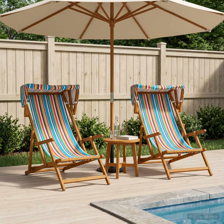 Havestol 2 pcs 3 position Massiv Eucalyptus Træ Flerfarvet