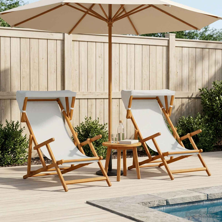Havestol 2 pcs 3 position Massiv Eucalyptus Træ Cremefarvet
