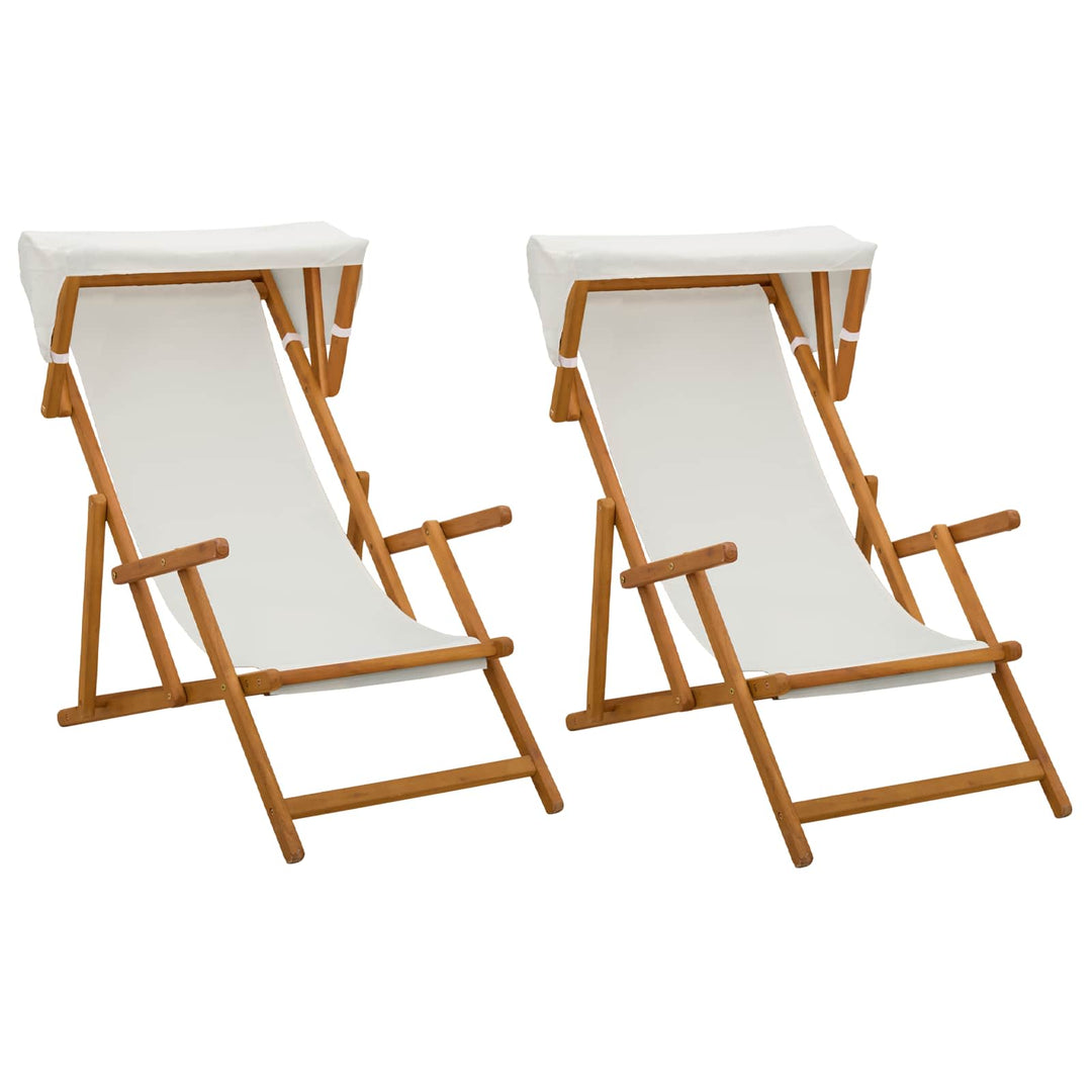 Havestol 2 pcs 3 position Massiv Eucalyptus Træ Cremefarvet