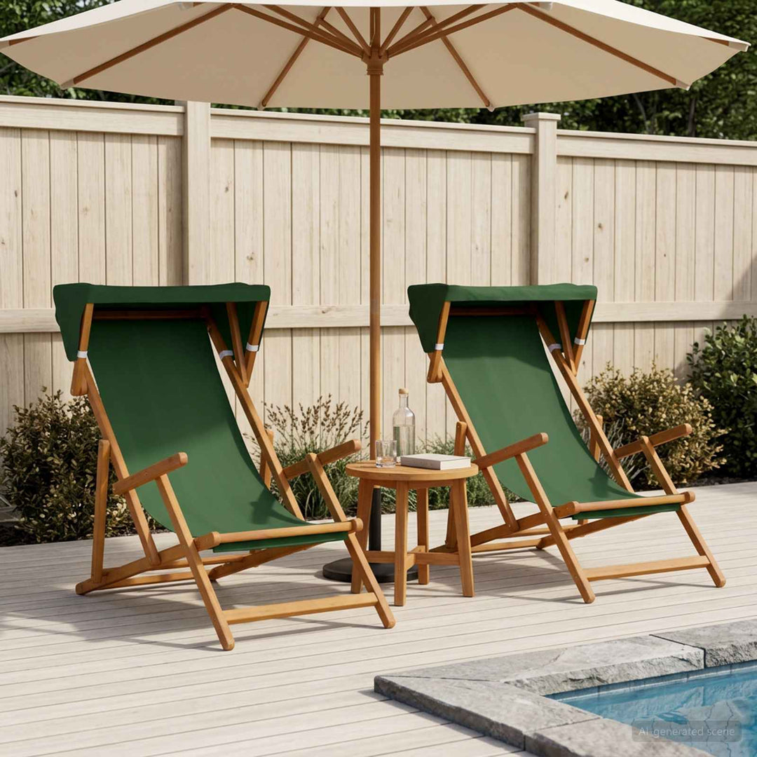Havestol 2 pcs 3 position Massiv Eucalyptus Træ Grøn