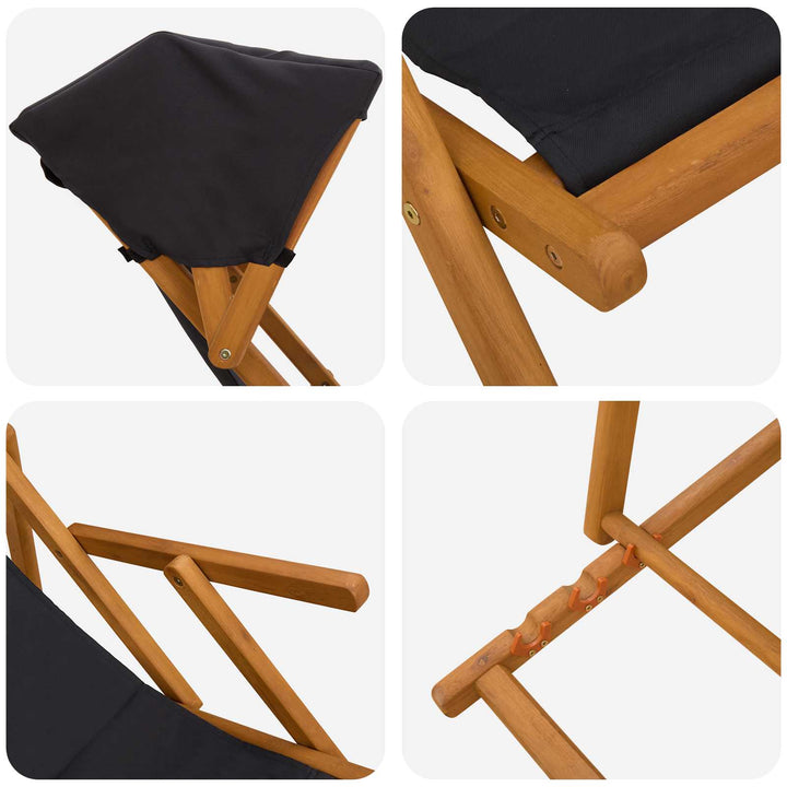 Havestol 2 pcs 3 position Massiv Eucalyptus Træ Sort