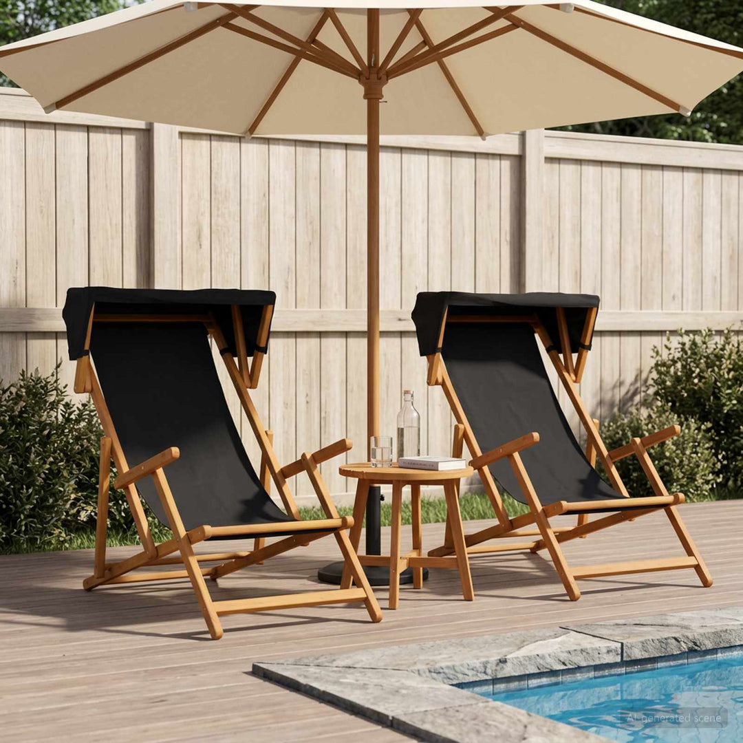 Havestol 2 pcs 3 position Massiv Eucalyptus Træ Sort