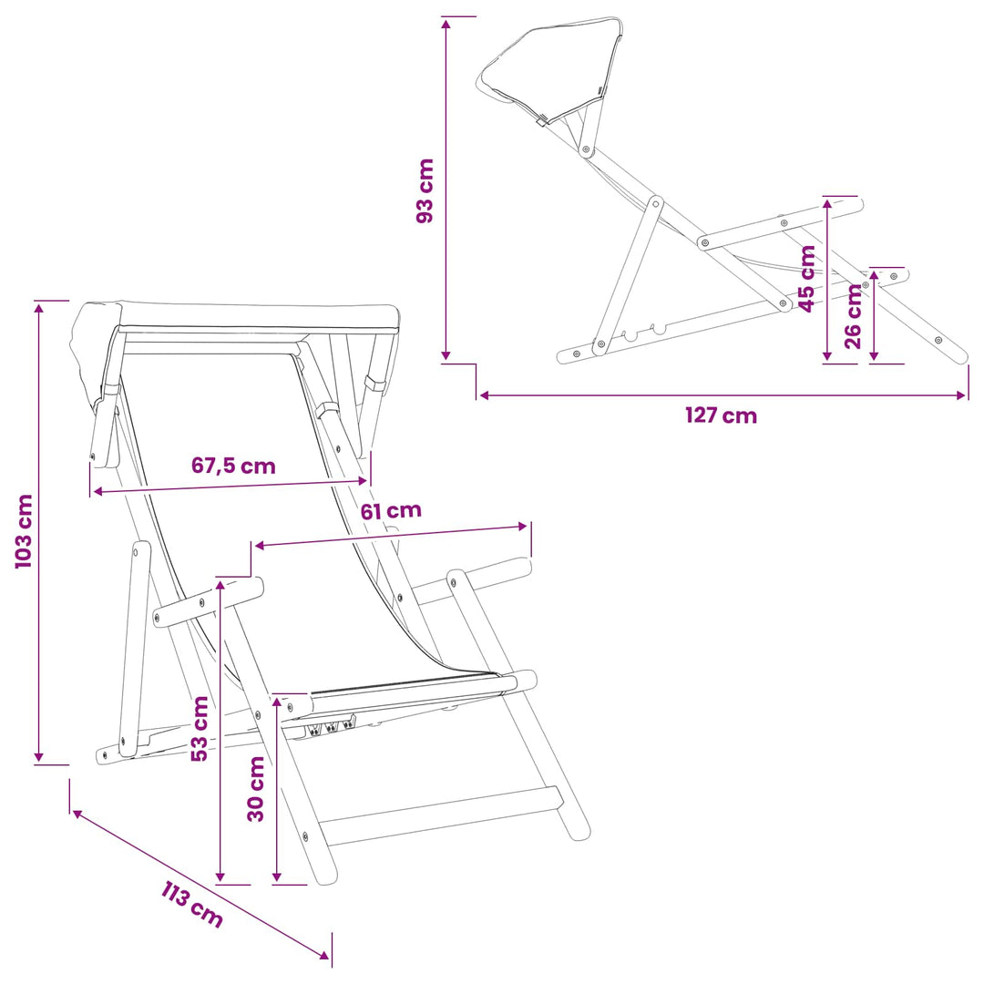 Havestol 2 pcs 3 position Massiv Eucalyptus Træ Sort