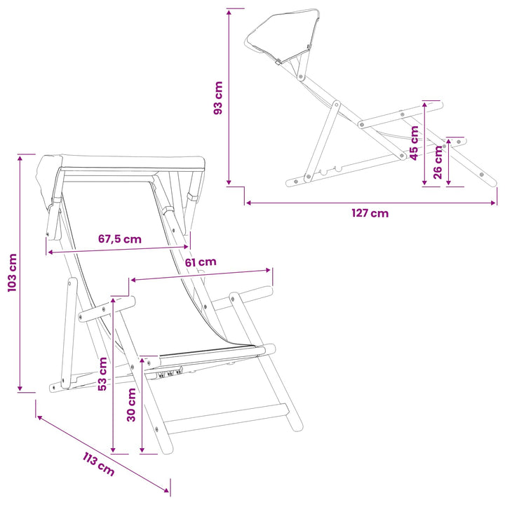 Havestol 2 pcs 3 position Massiv Eucalyptus Træ Sort