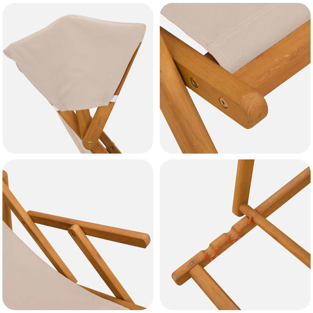 Havestol 2 pcs 3 position Massiv Eucalyptus Træ Beige