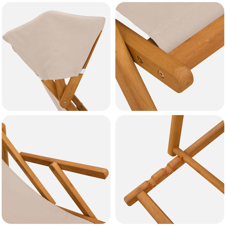 Havestol 2 pcs 3 position Massiv Eucalyptus Træ Beige
