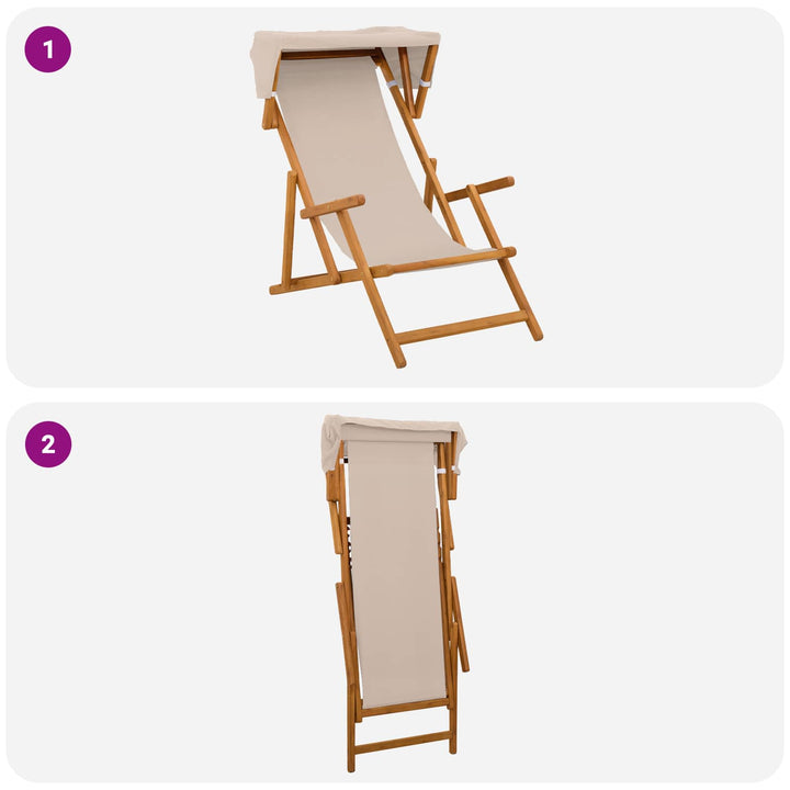 Havestol 2 pcs 3 position Massiv Eucalyptus Træ Beige