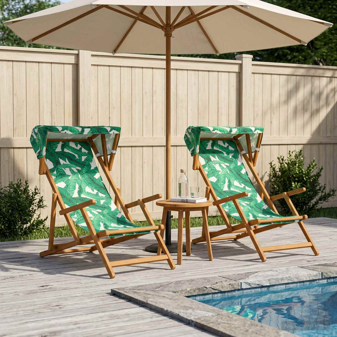 Havestol 2 pcs 3 position Massiv Eucalyptus Træ Bladmønster