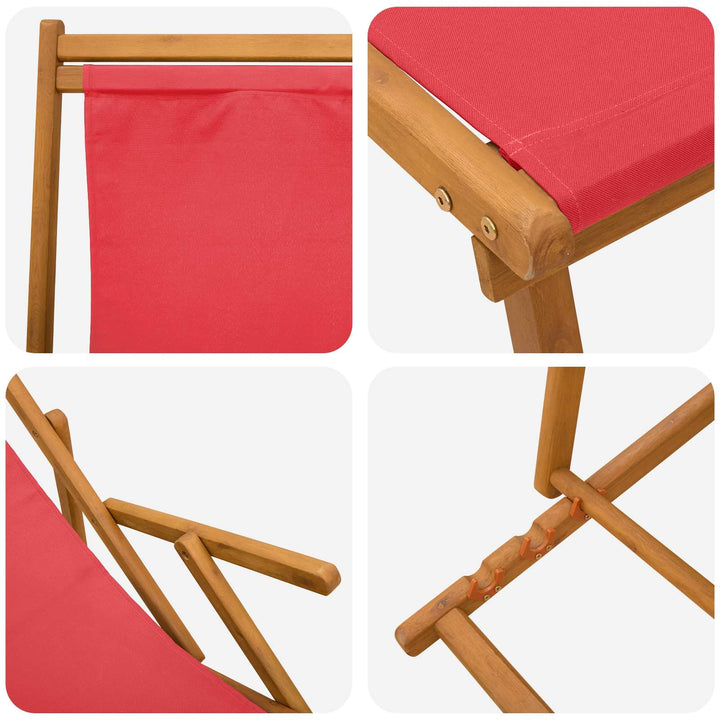 Foldestol 2 pcs 3 position Massiv Eucalyptus Træ Rød