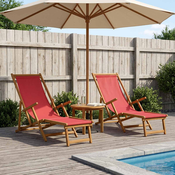 Foldestol 2 pcs 3 position Massiv Eucalyptus Træ Rød