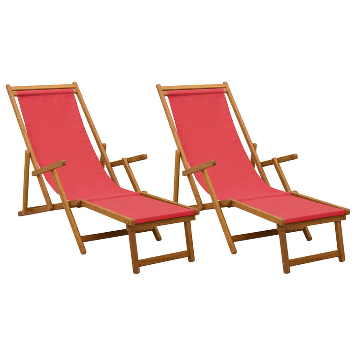 Foldestol 2 pcs 3 position Massiv Eucalyptus Træ Rød