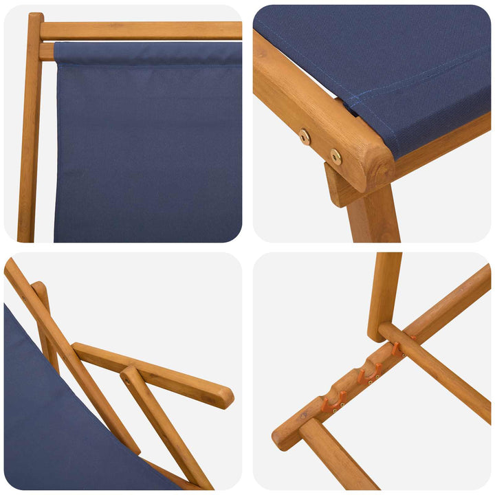 Foldestol 2 pcs 3 position Massiv Eucalyptus Træ Blå