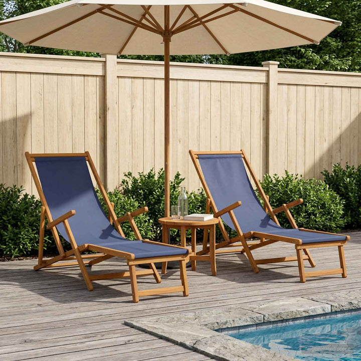 Foldestol 2 pcs 3 position Massiv Eucalyptus Træ Blå