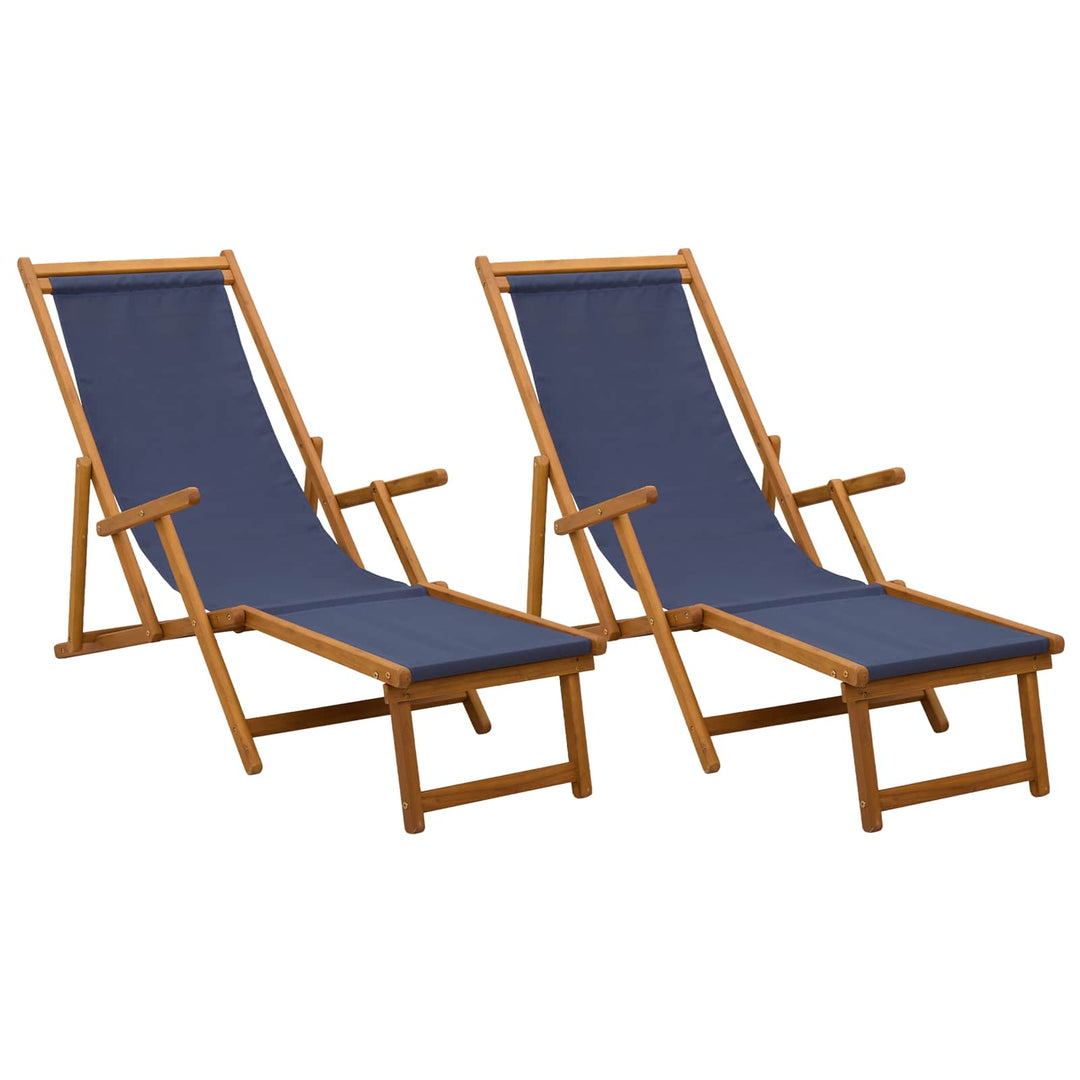 Foldestol 2 pcs 3 position Massiv Eucalyptus Træ Blå