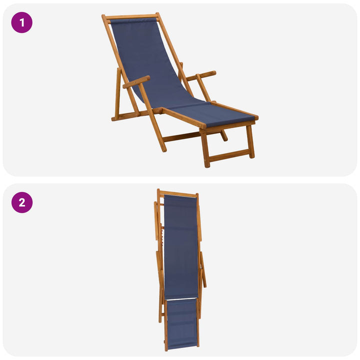 Foldestol 2 pcs 3 position Massiv Eucalyptus Træ Blå