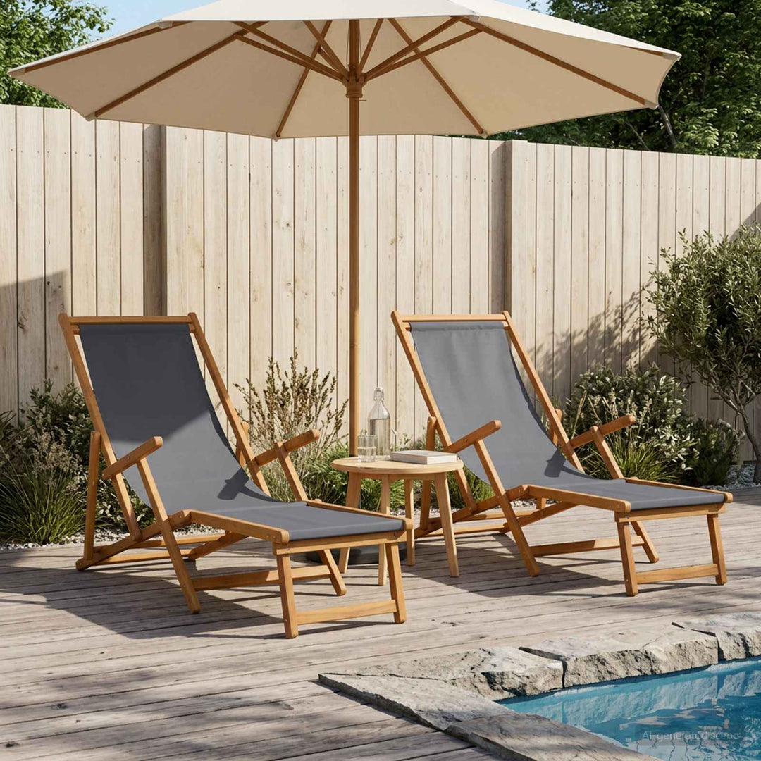 Foldestol 2 pcs 3 position Massiv Eucalyptus Træ Grå