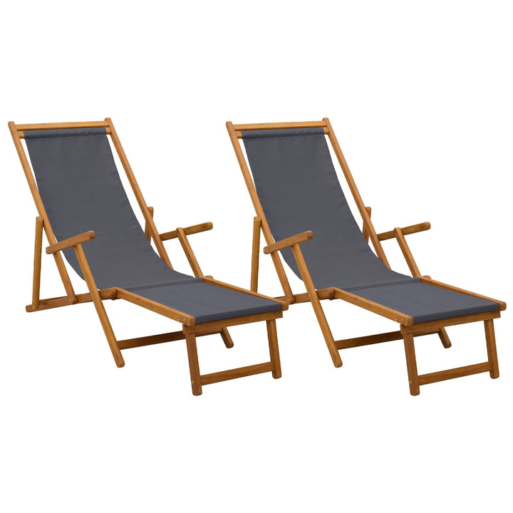 Foldestol 2 pcs 3 position Massiv Eucalyptus Træ Grå