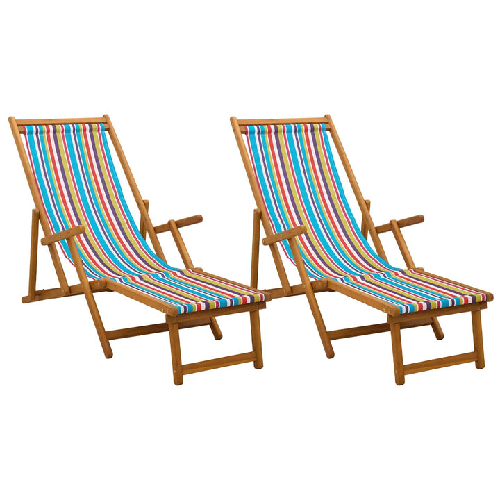 Foldestol 2 pcs 3 position Massiv Eucalyptus Træ Flerfarvet
