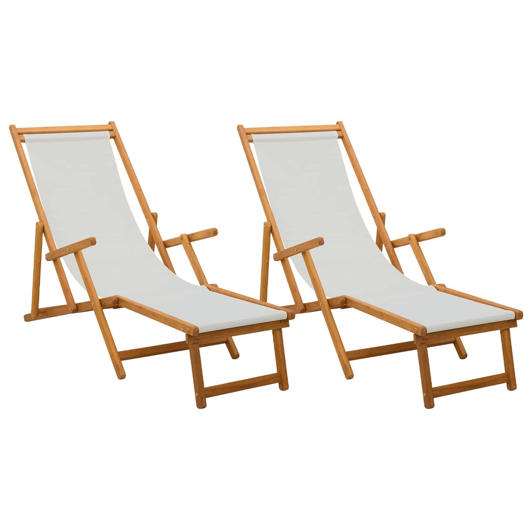 Foldestol 2 pcs 3 position Massiv Eucalyptus Træ Cremefarvet