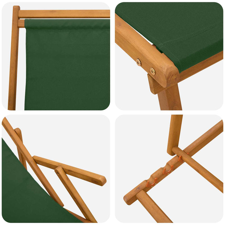 Foldestol 2 pcs 3 position Massiv Eucalyptus Træ Grøn