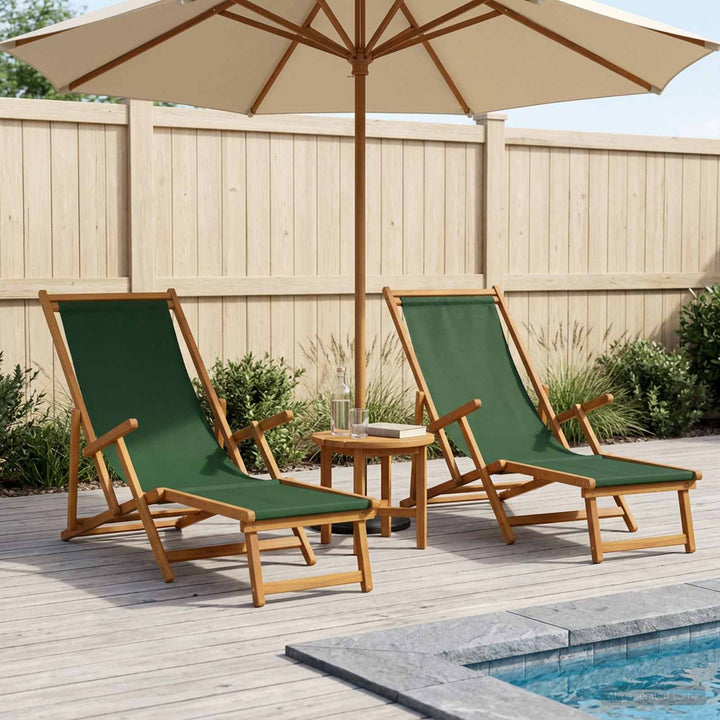 Foldestol 2 pcs 3 position Massiv Eucalyptus Træ Grøn