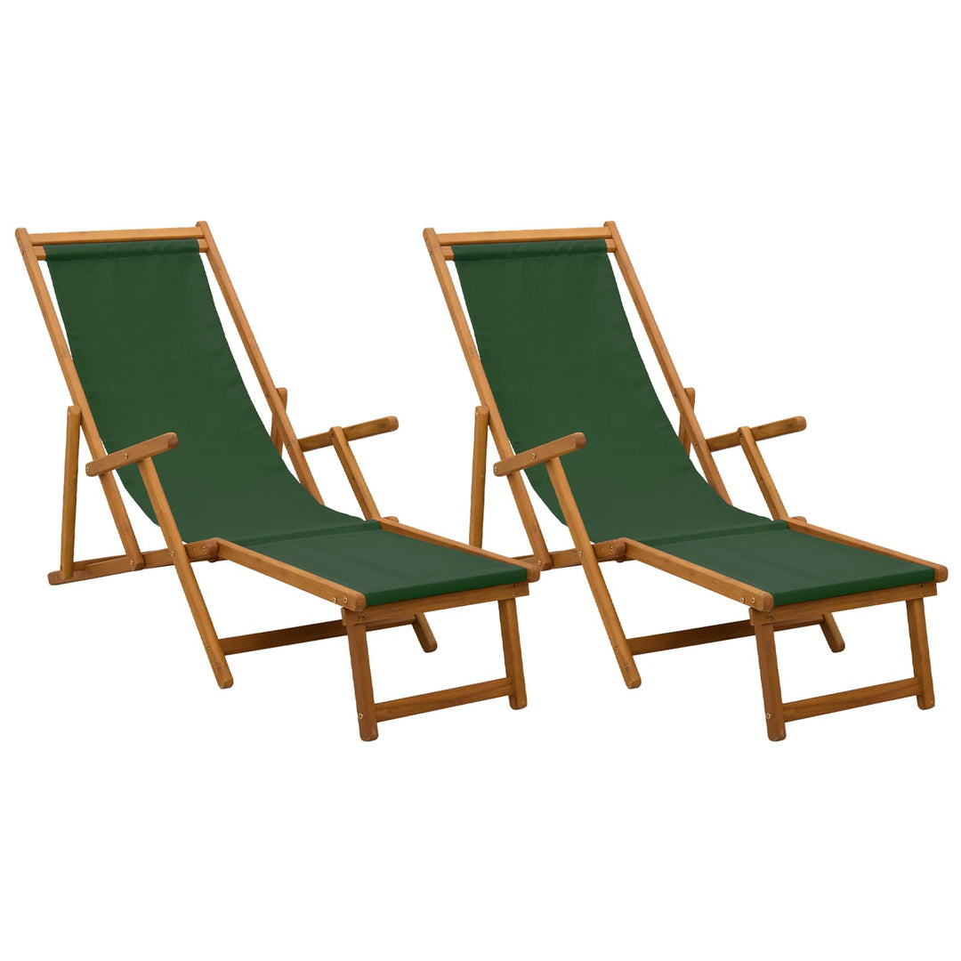 Foldestol 2 pcs 3 position Massiv Eucalyptus Træ Grøn