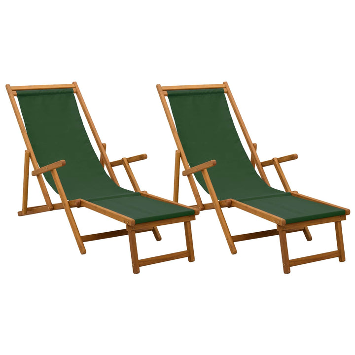Foldestol 2 pcs 3 position Massiv Eucalyptus Træ Grøn