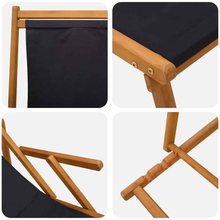 Foldestol 2 pcs 3 position Massiv Eucalyptus Træ Sort