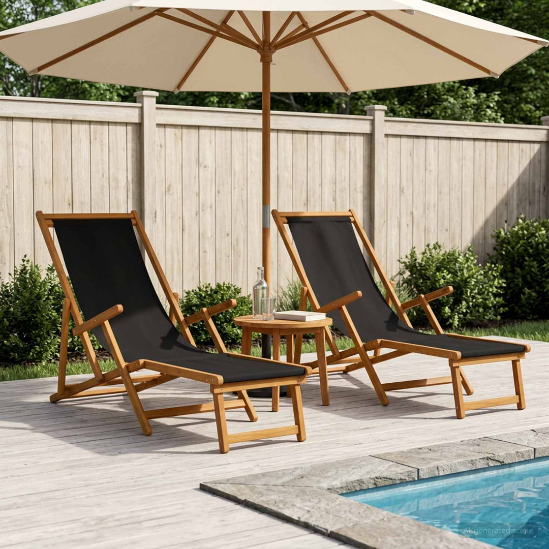Foldestol 2 pcs 3 position Massiv Eucalyptus Træ Sort
