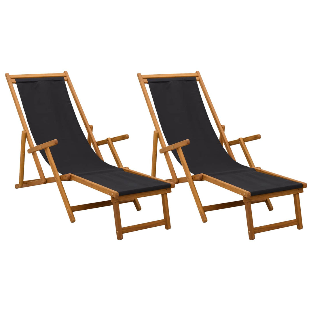Foldestol 2 pcs 3 position Massiv Eucalyptus Træ Sort