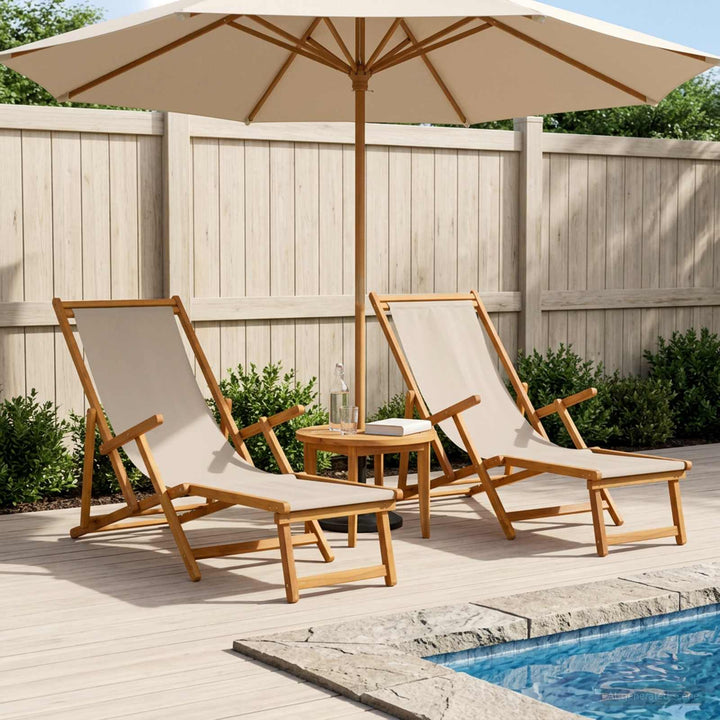 Foldestol 2 pcs 3 position Massiv Eucalyptus Træ Beige