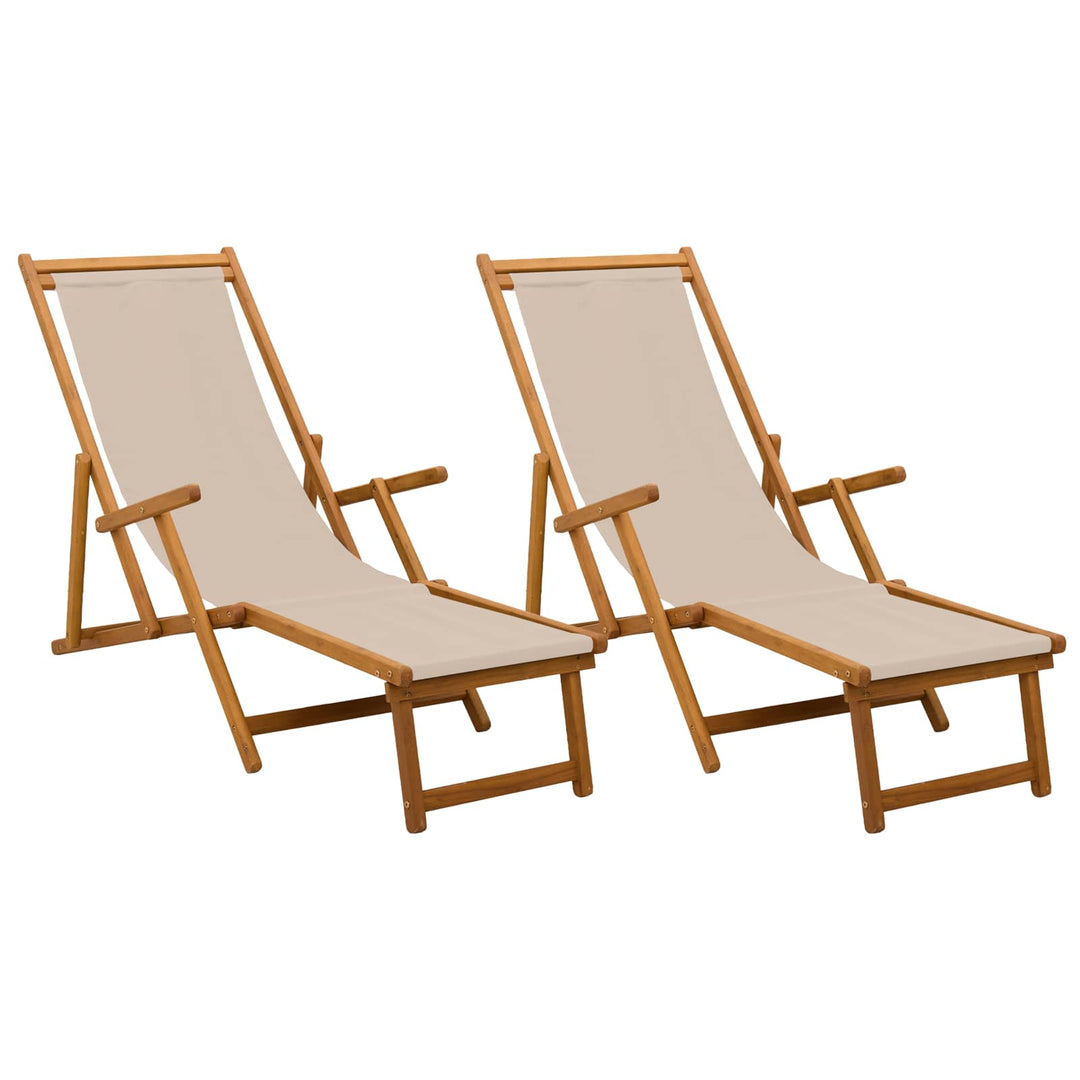 Foldestol 2 pcs 3 position Massiv Eucalyptus Træ Beige