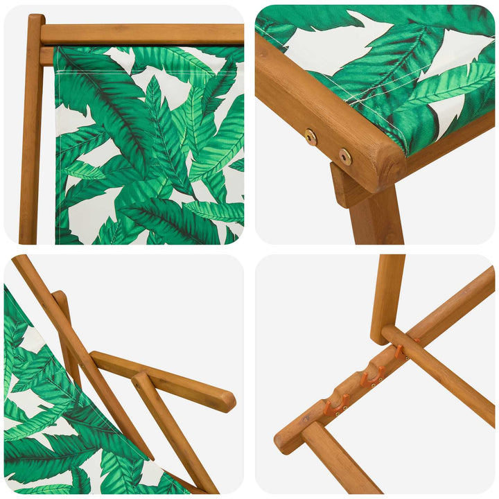Foldestol 2 pcs 3 position Massiv Eucalyptus Træ Bladmønster