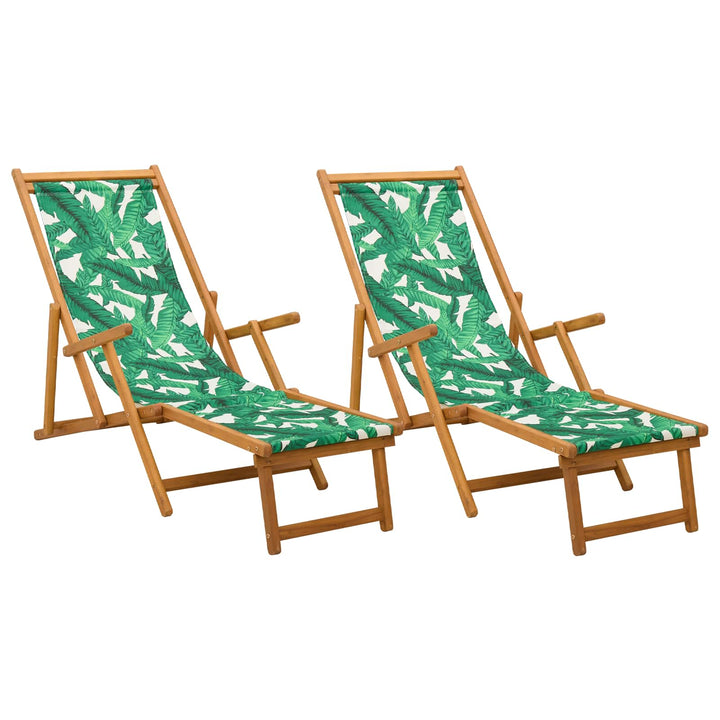 Foldestol 2 pcs 3 position Massiv Eucalyptus Træ Bladmønster