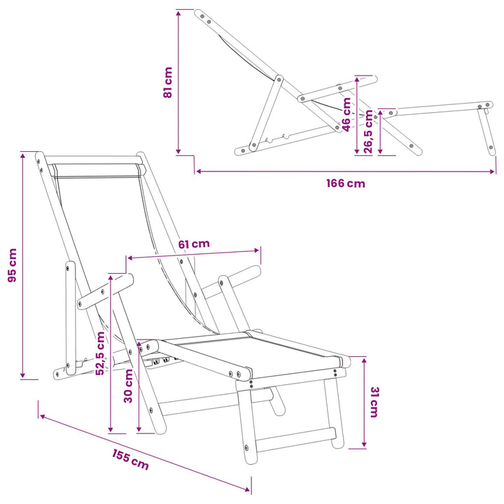 Foldestol 2 pcs 3 position Massiv Eucalyptus Træ Bladmønster