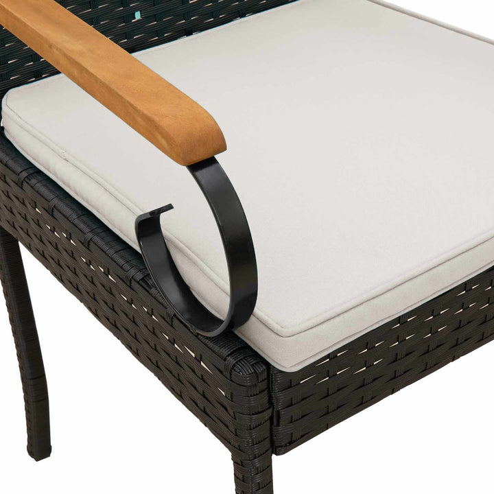 Havestole 2 stk. Sort og Cremehvid Polyrattan og akacietræ