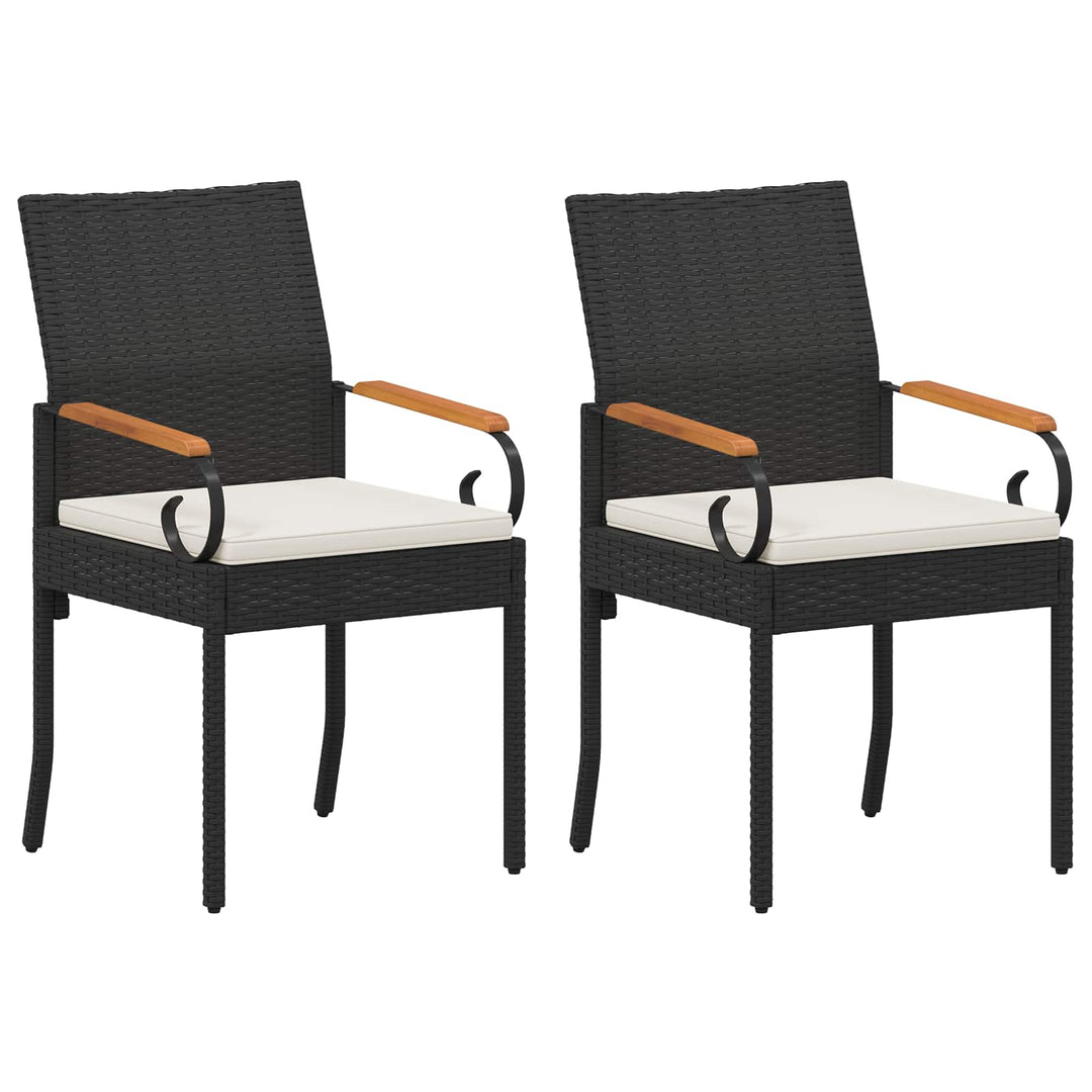 Havestole 2 stk. Sort og Cremehvid Polyrattan og akacietræ