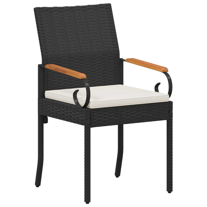 Havestole 2 stk. Sort og Cremehvid Polyrattan og akacietræ