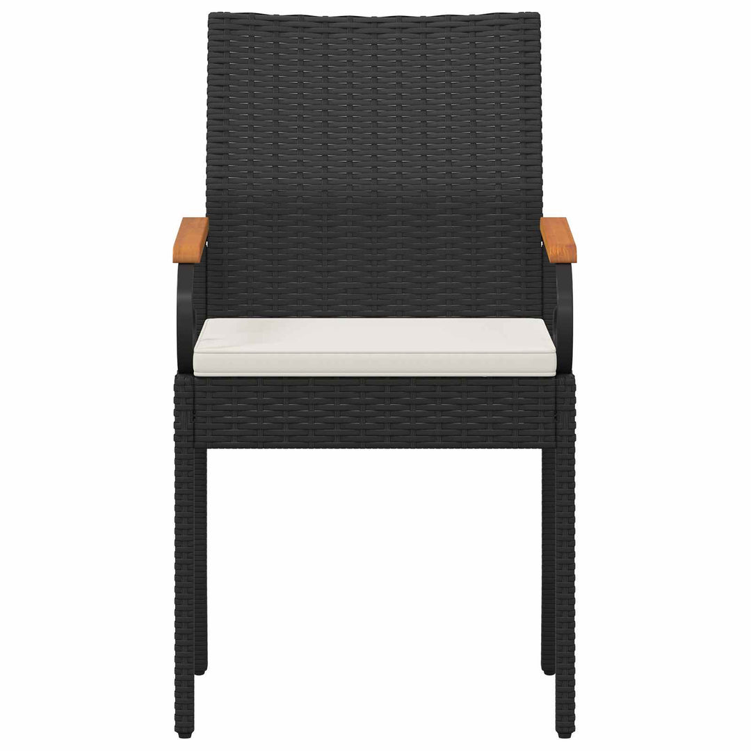 Havestole 2 stk. Sort og Cremehvid Polyrattan og akacietræ