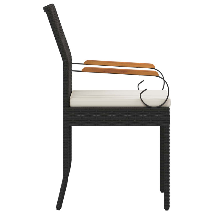 Havestole 2 stk. Sort og Cremehvid Polyrattan og akacietræ