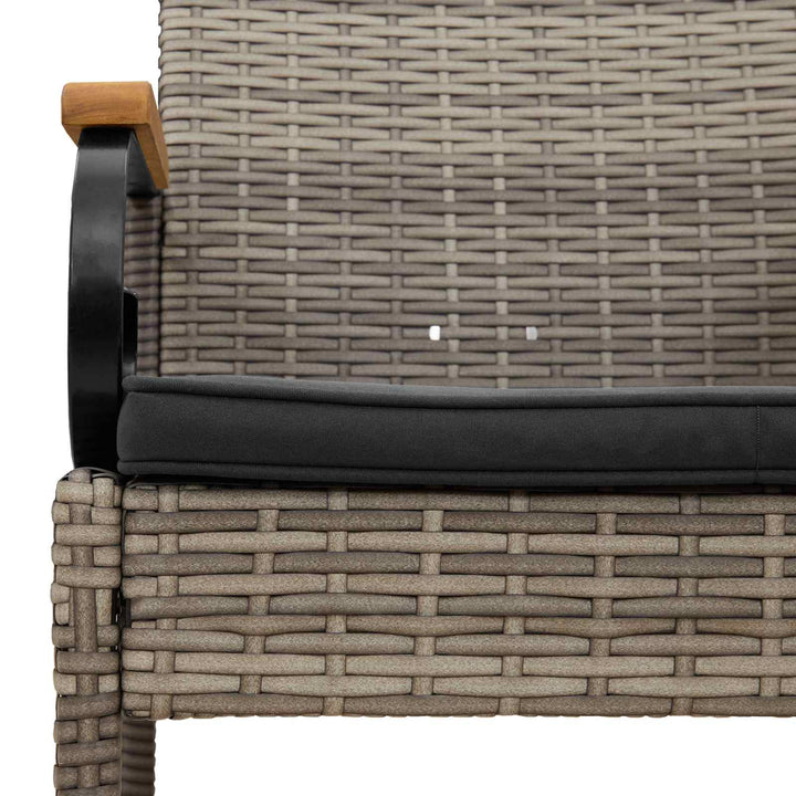 Havestole 2 stk. Grå og Mørkegrå Polyrattan og akacietræ