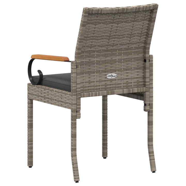 Havestole 2 stk. Grå og Mørkegrå Polyrattan og akacietræ