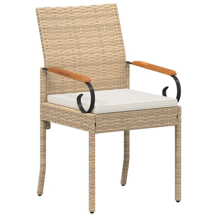 Havestole 2 stk. Beige og cremehvid Polyrattan og akacietræ